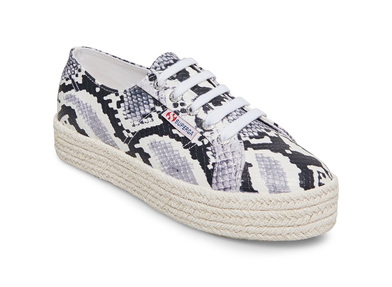 Superga Platform Womens - 2730 Pufanropew - Black/White/Snake - ZMWNC1394